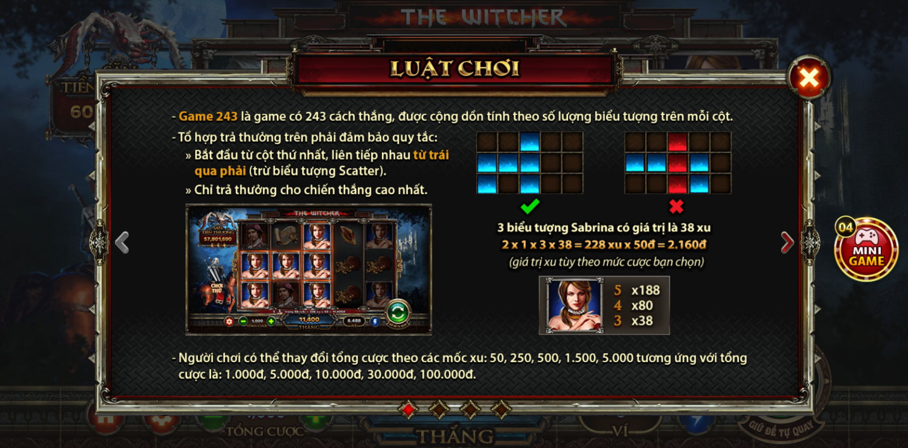Luật chơi slot game The Witcher Wild Hunt